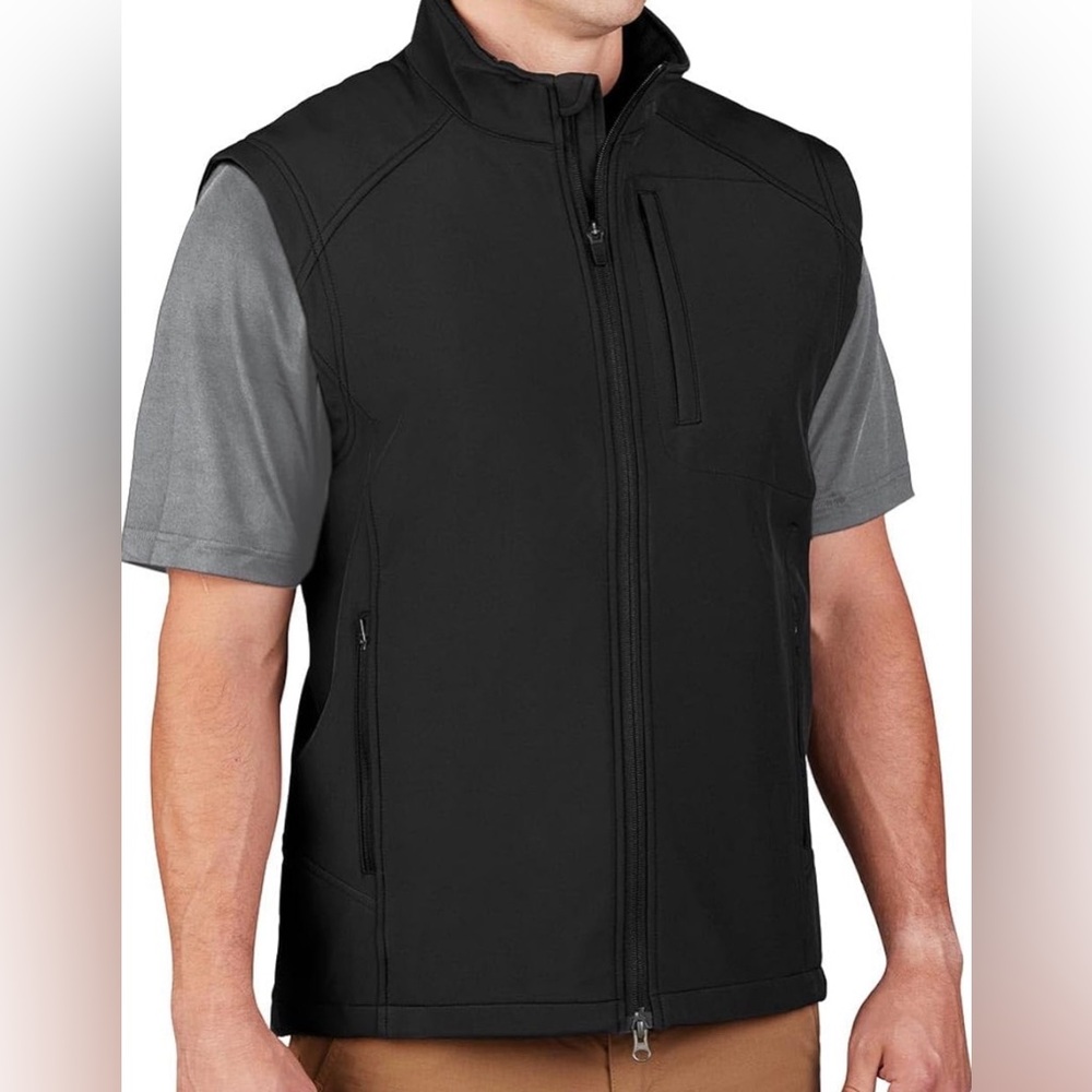 Vest Mens Black Full Zip Pockets M NEW MEDIUM